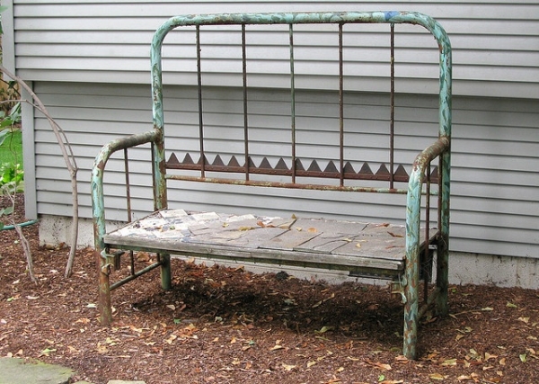 Bench made from headboard