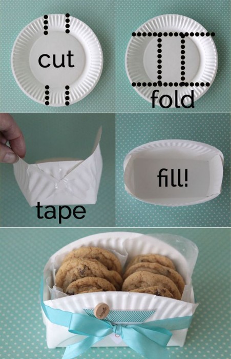 DIY Cookie Basket Made From A Paper Plate