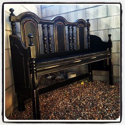 Great Gothic style headboard recycle bench