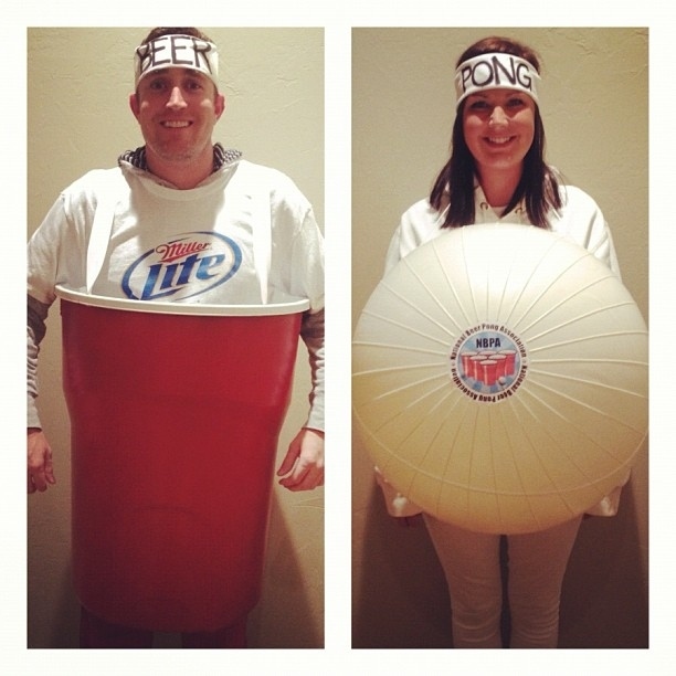 simple DIY beer pong couples costume