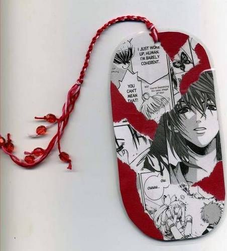 Bookmarks made from discarded manga volumes