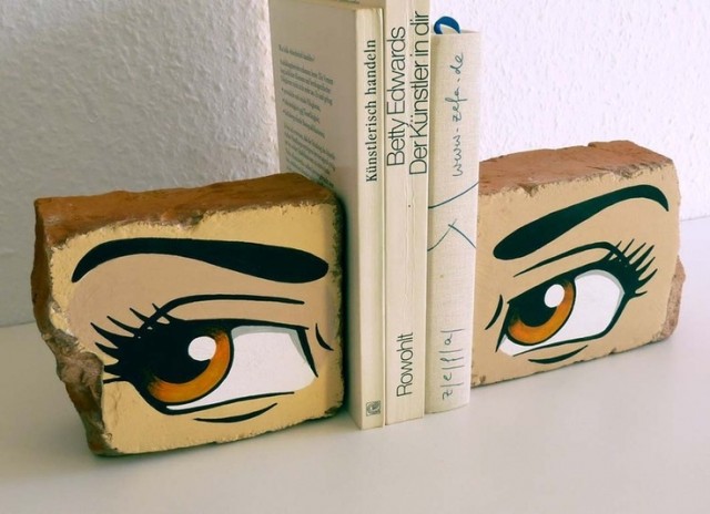 Manga Eyes on Brick Book Ends