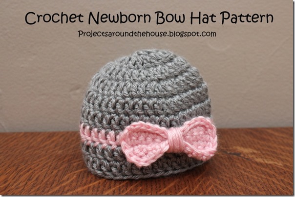 Crochet Newborn Bow Hat Pattern ProjectsAroundTheHouseBlogspot