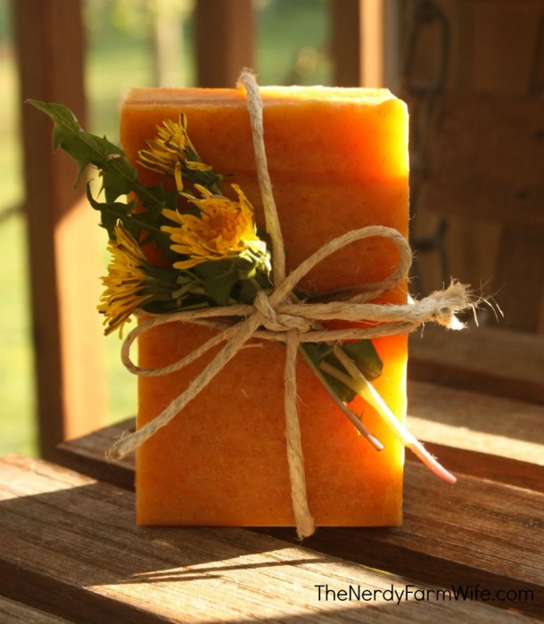 Dandelion-and-Raw-Honey-Soap-892x1024 thenerdyfarmwife