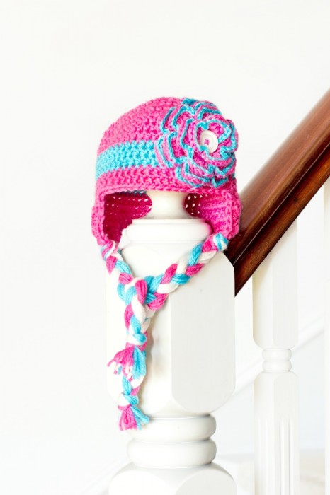 Floral Baby Earflap Crochet Hat Olivia Hopeful Honey