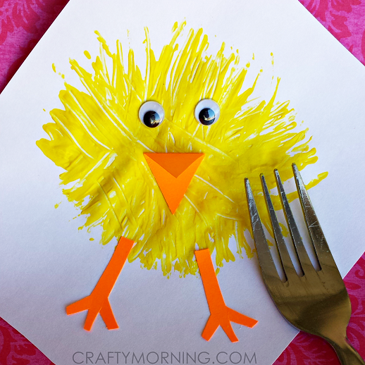 fork-print-chick-easter-craft-for-kids
