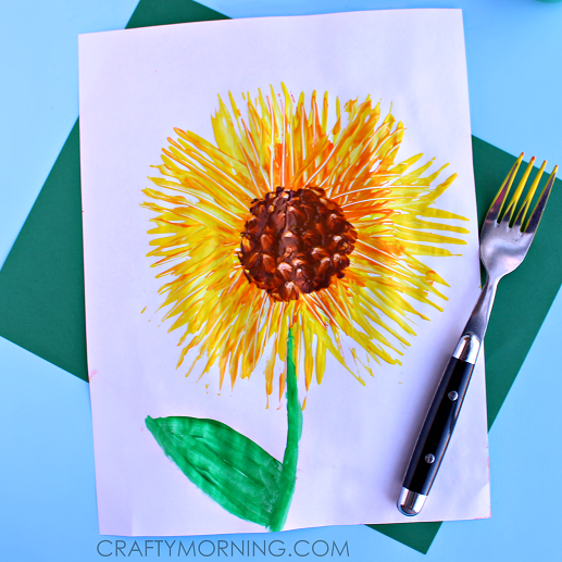 fork-print-sunflower-craft-for-kids