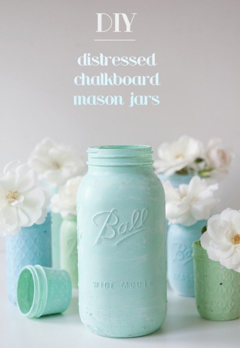 Distressed Chalkboard Mason Jars