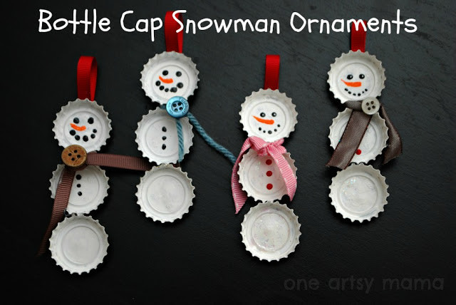 Bottle Cap Snowman Ornament