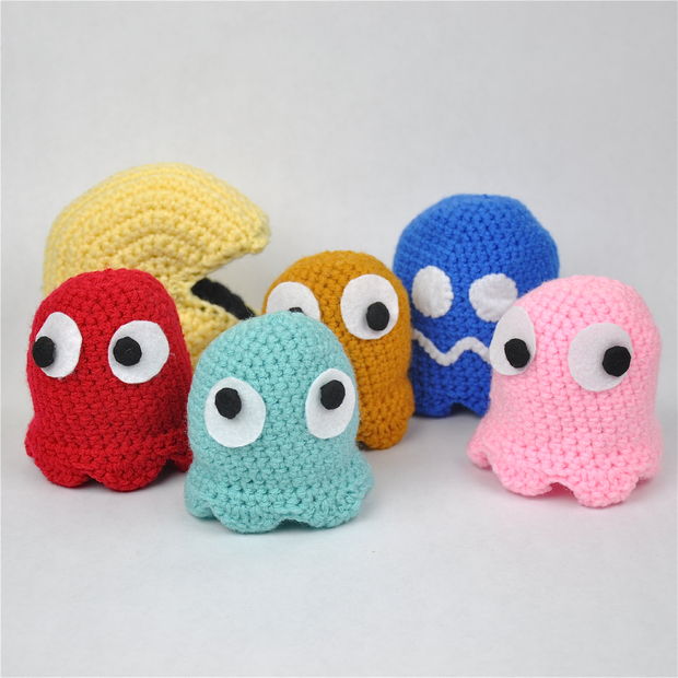 Crochet Pac Man and Ghosts