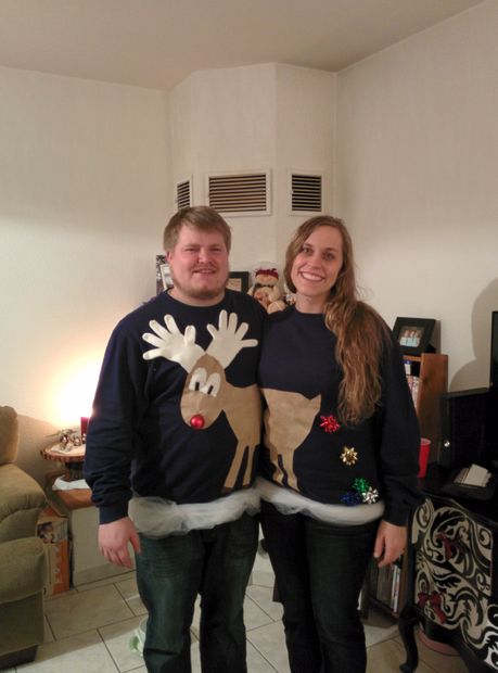 Easy Reindeer Ugly Christmas Sweater for Couples