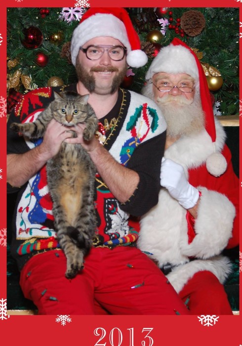 Santa and Cat Christmas Card