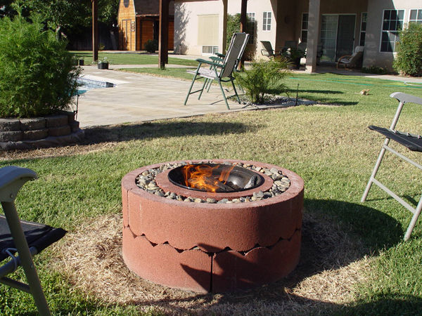 50 dollar fire pit using concrete rings