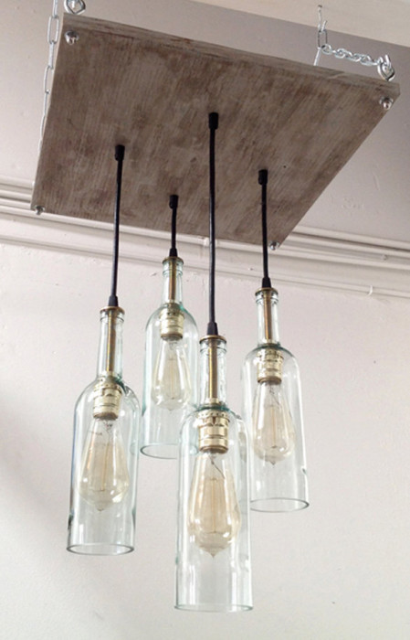 Recycled Wine Bottle Chandelier