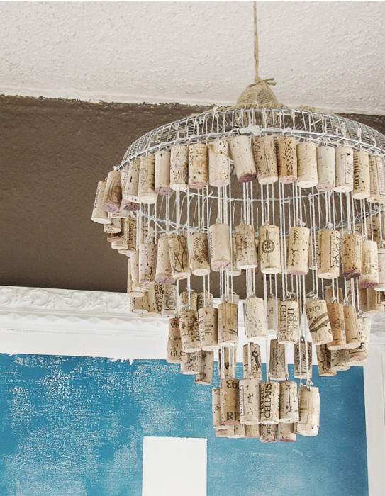diy wine cork chandelier