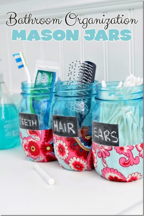 Bathroom Organization Mason Jars