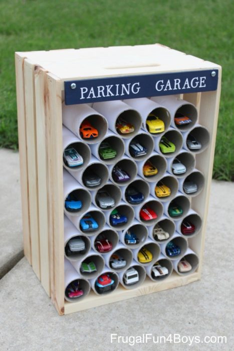 DIY Wooden Crate Hot Wheels Car Storage and Display