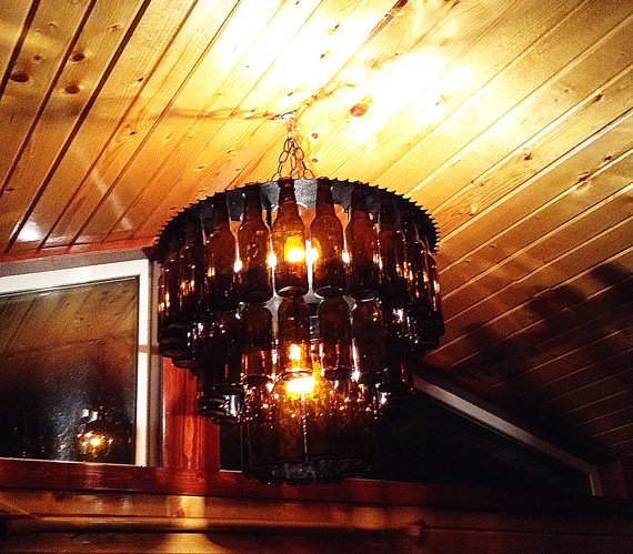 Three Tier Sprocket Beer Bottle Chandelier