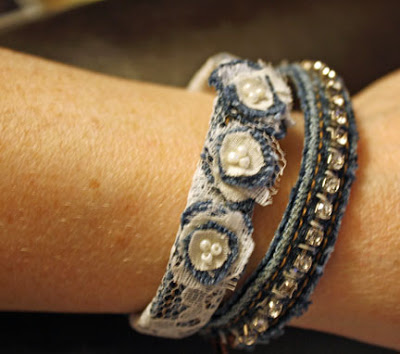 bejeweled denim bracelets