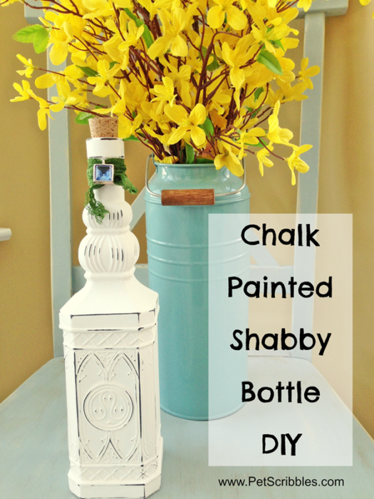 Chalk Painted Shabby Bottle DIY