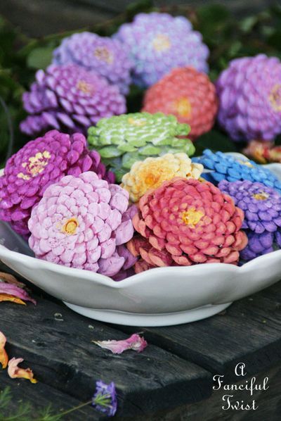 Make Zinnia Flowers From Pinecones