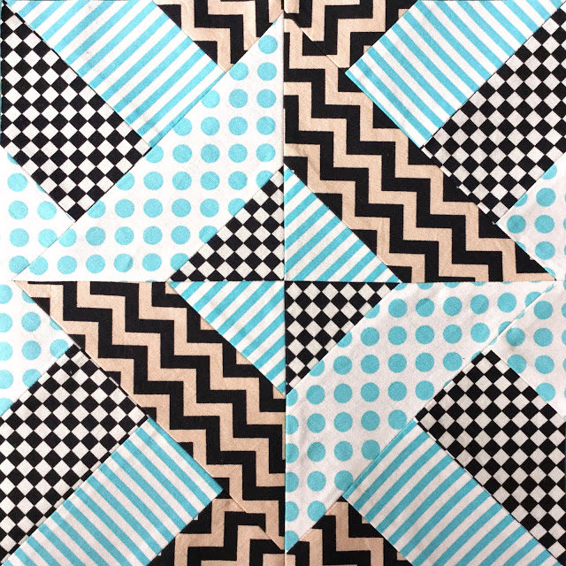Quick and Easy Doubly Striped Half Square Triangle Block