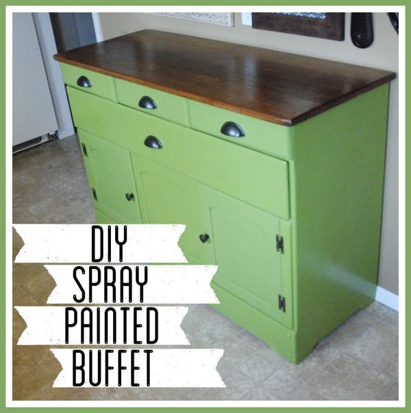 Spray Painted Refinished Green Buffet