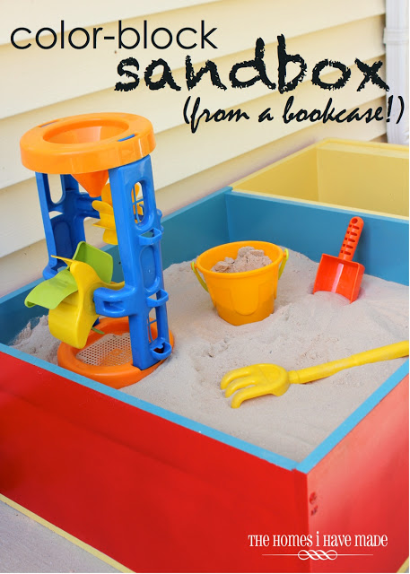 Color Block Sandbox from a Bookcase