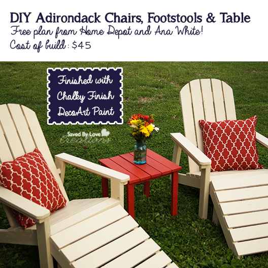 DIY Adirondack Chairs Footstool and Table