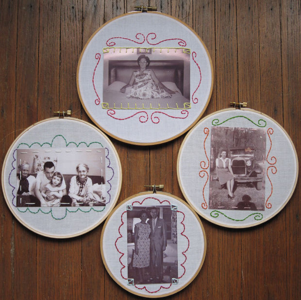 Embroidery hoop picture frame