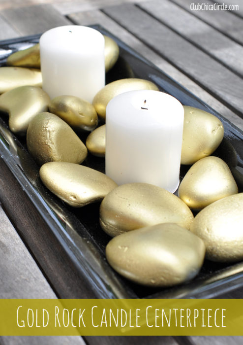 Gold Rock Candle Centerpiece