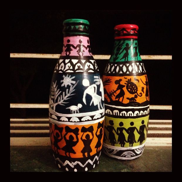 Hand Painted Bottles For Home Decor
