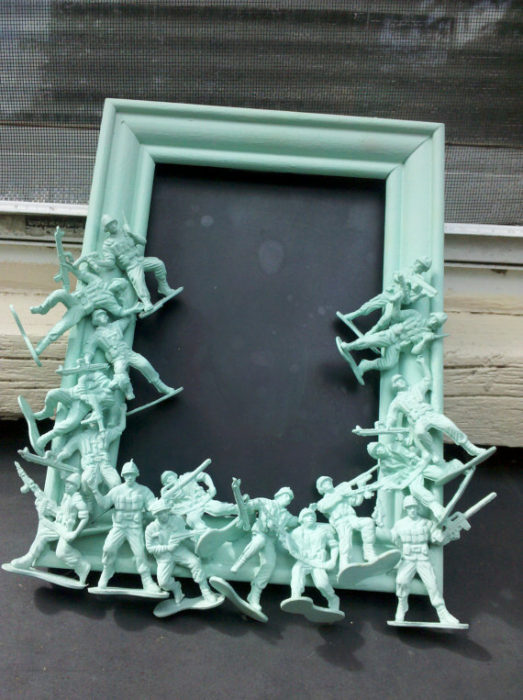 Light green army men chalkboard