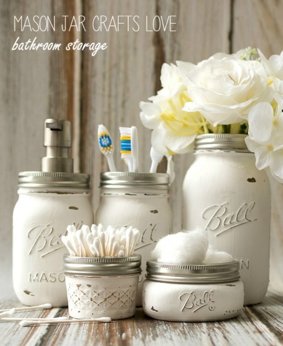 Mason Jar Bathroom Storage