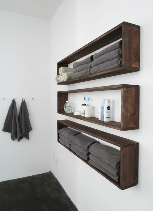 DIY Bathroom Wall Shelves