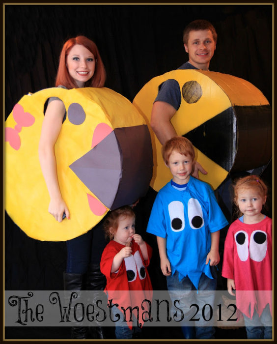 Mr and Mrs PacMan and Ghosts Family Costume