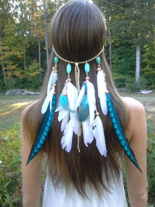 Turqouise Princess Feather Headband