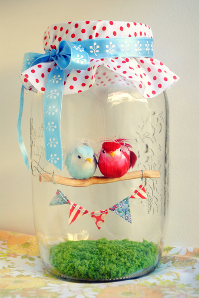 Love Birds Diorama in a Mason Jar