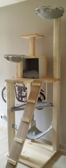 homemade cat tree house